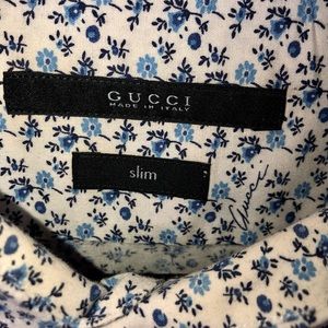 Gucci Blue Floral Dress Shirt
